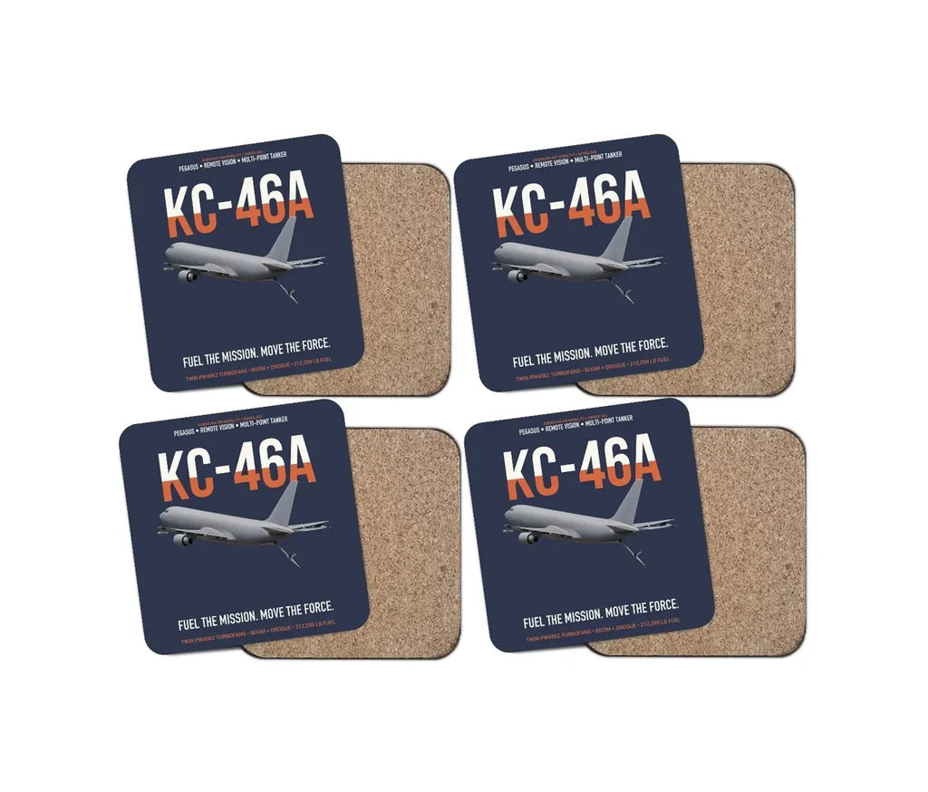 KC-46A PEGASUS design on navy blue 4 pieces set coaster