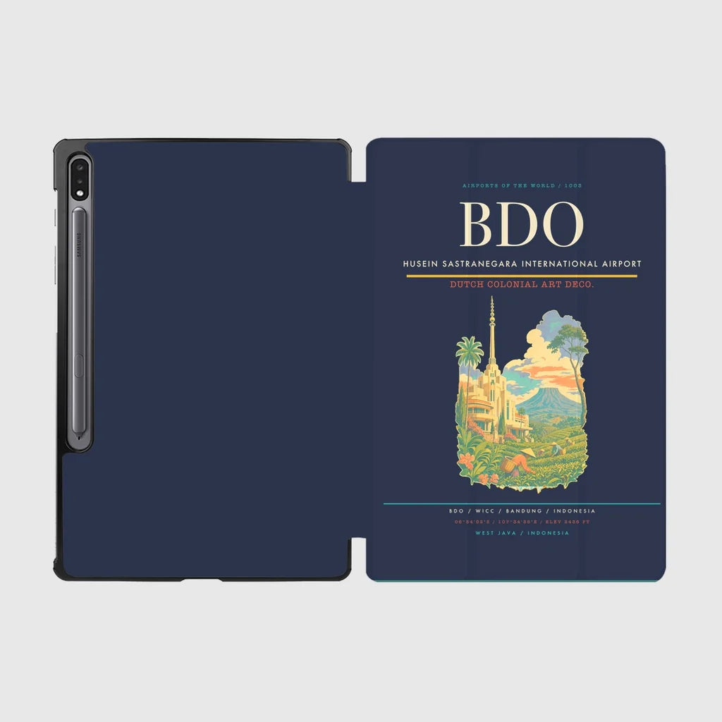 Husein Sastranegara International Airport (BDO) design on navy blue samsung tablet tablet case