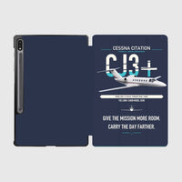 Thumbnail for Cessna Citation CJ3+ design on navy blue samsung tablet tablet case
