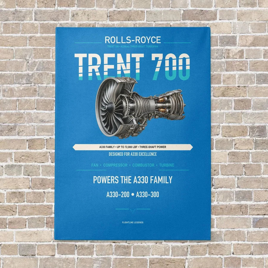 TRENT 700 vertical canvas print - no frame - turquoise background