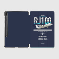 Thumbnail for Avro RJ100 design on navy blue samsung tablet tablet case
