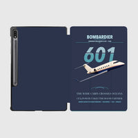 Thumbnail for Bombardier Challenger 601 design on navy blue samsung tablet tablet case