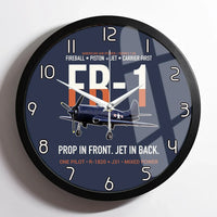 Thumbnail for FR-1 Fireball Prop in Front Jet in Back design on navy blue framed wall clock