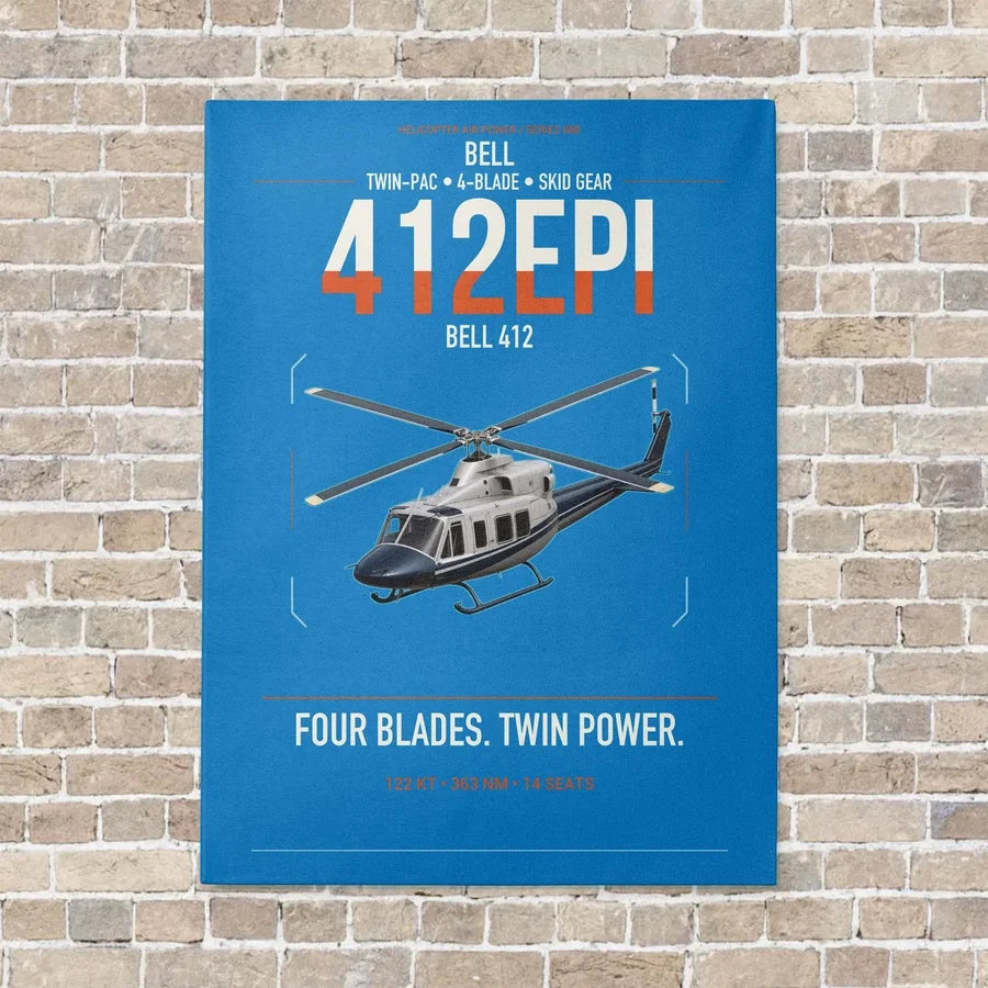 Bell 412EPI vertical canvas print - no frame - turquoise background