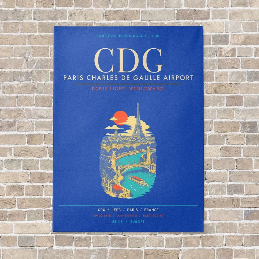 Paris Charles de Gaulle Airport CDG - Canvas Framed - Blue