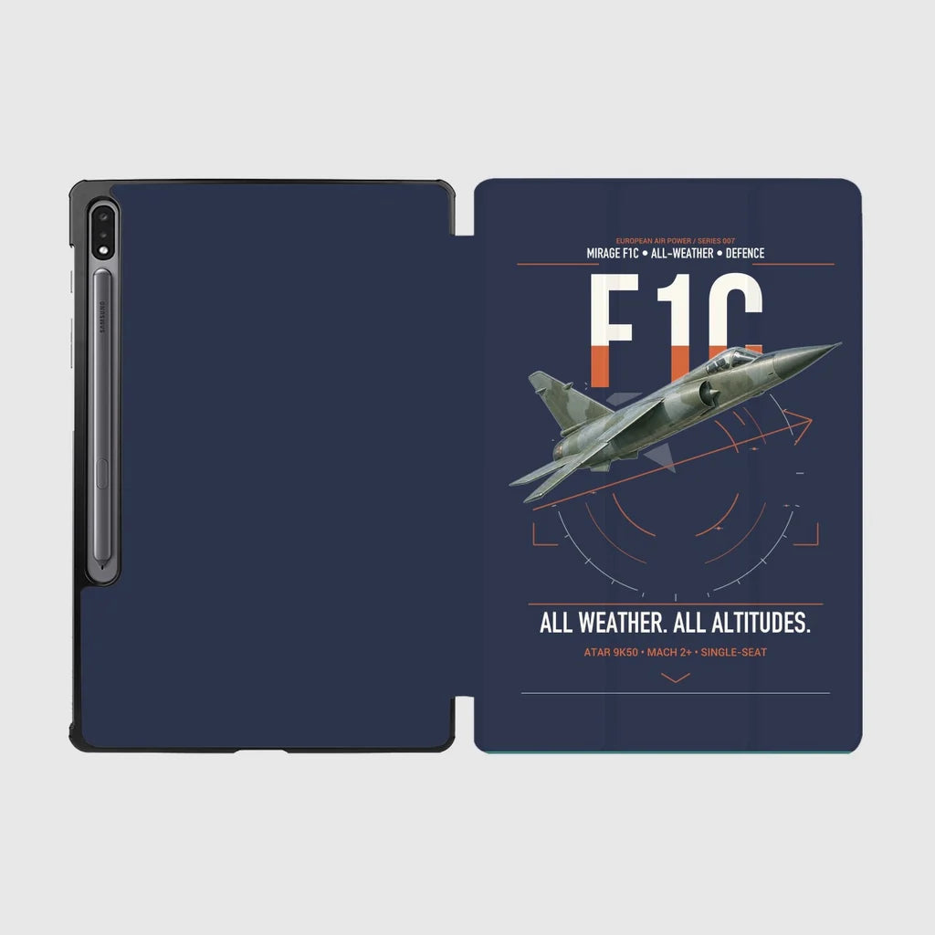 Dassault Mirage F1C design on navy blue samsung tablet tablet case