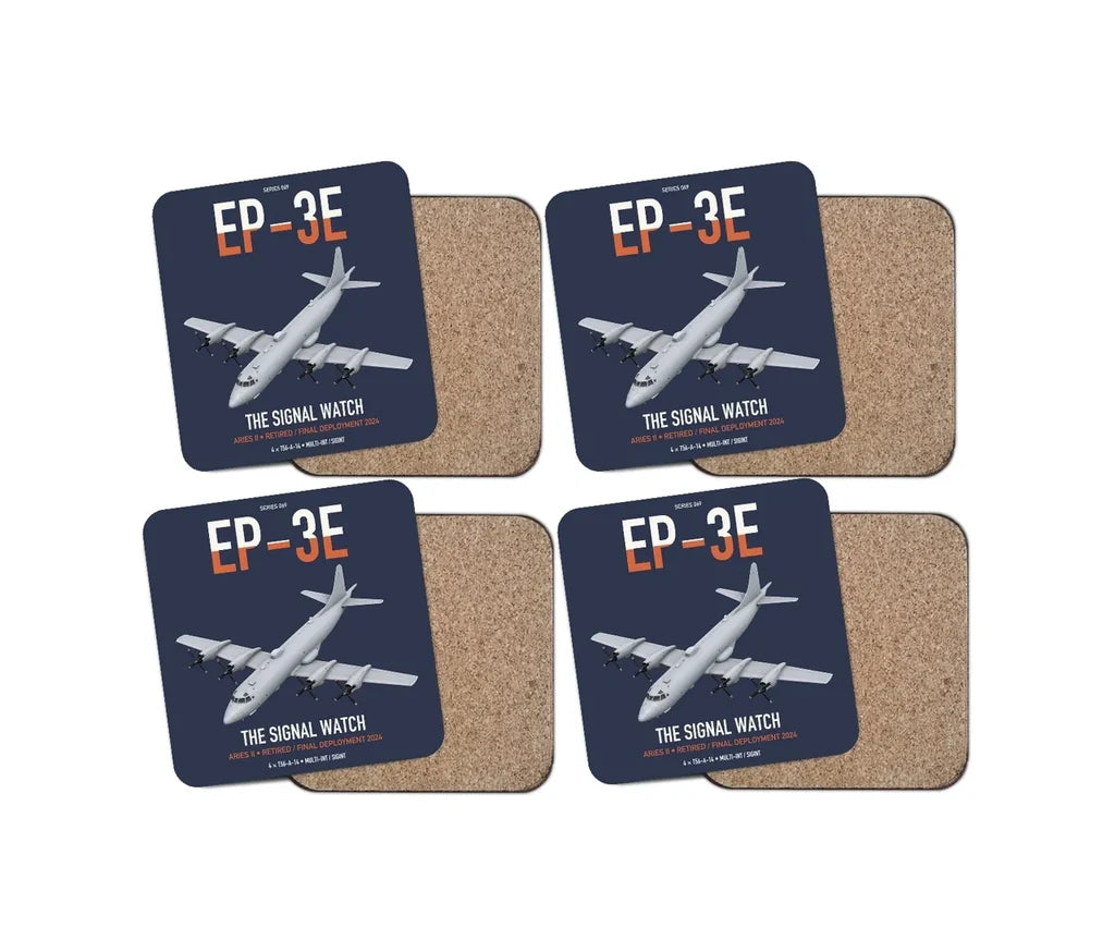 EP-3E ARIES II design on navy blue 4 pieces set coaster