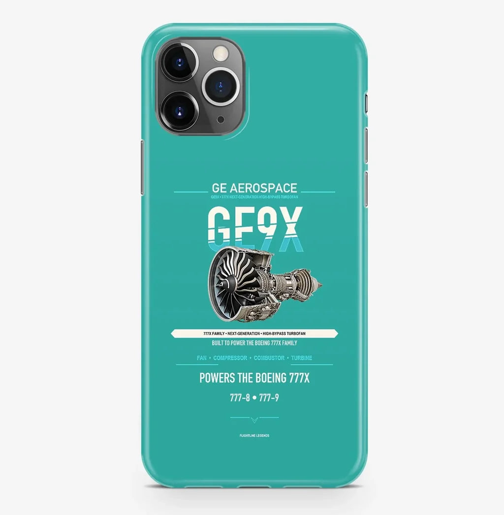 GE9X Case ProMax design on turquoise iphone case promax