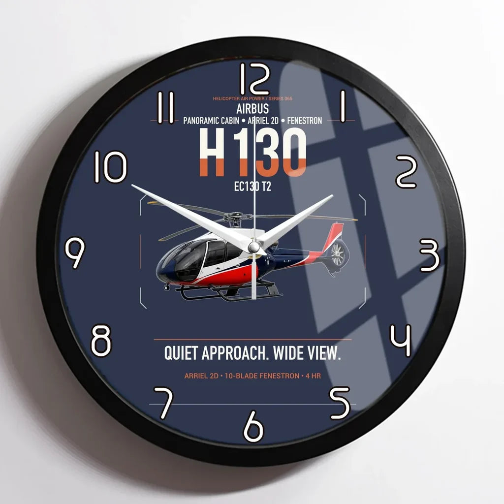 Airbus H130 design on navy blue framed wall clock