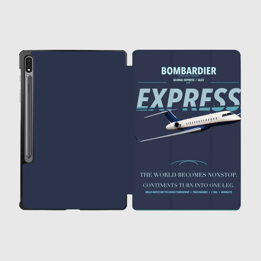 Bombardier Global Express design on navy blue samsung tablet tablet case