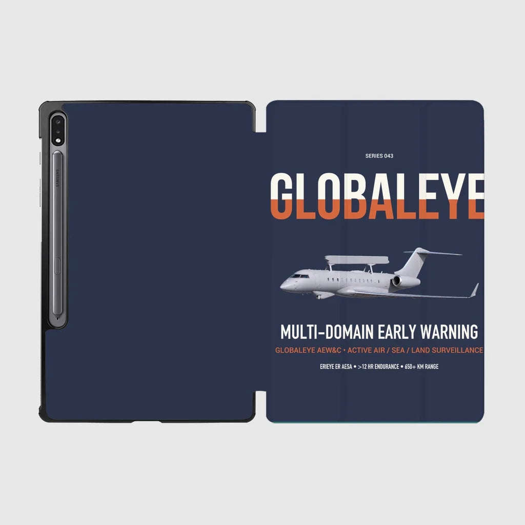 Saab GlobalEye design on navy blue samsung tablet tablet case