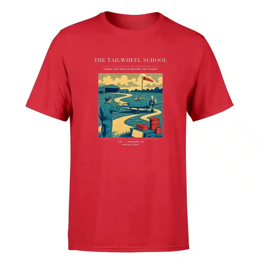 VINTAGE G4178 - The Tailwheel School - Premium T-Shirt design on red premium t shirt