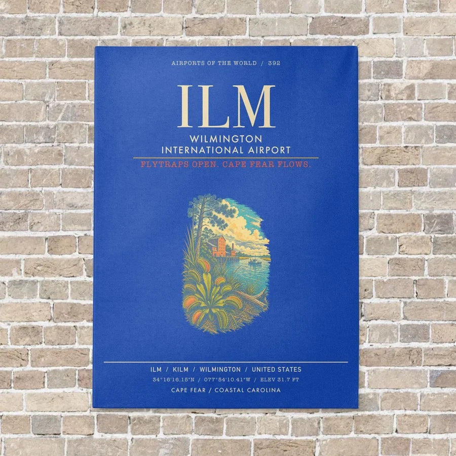 Wilmington International Airport ILM - Canvas Framed - Blue