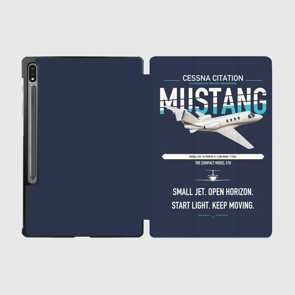 Cessna Citation Mustang design on navy blue samsung tablet tablet case