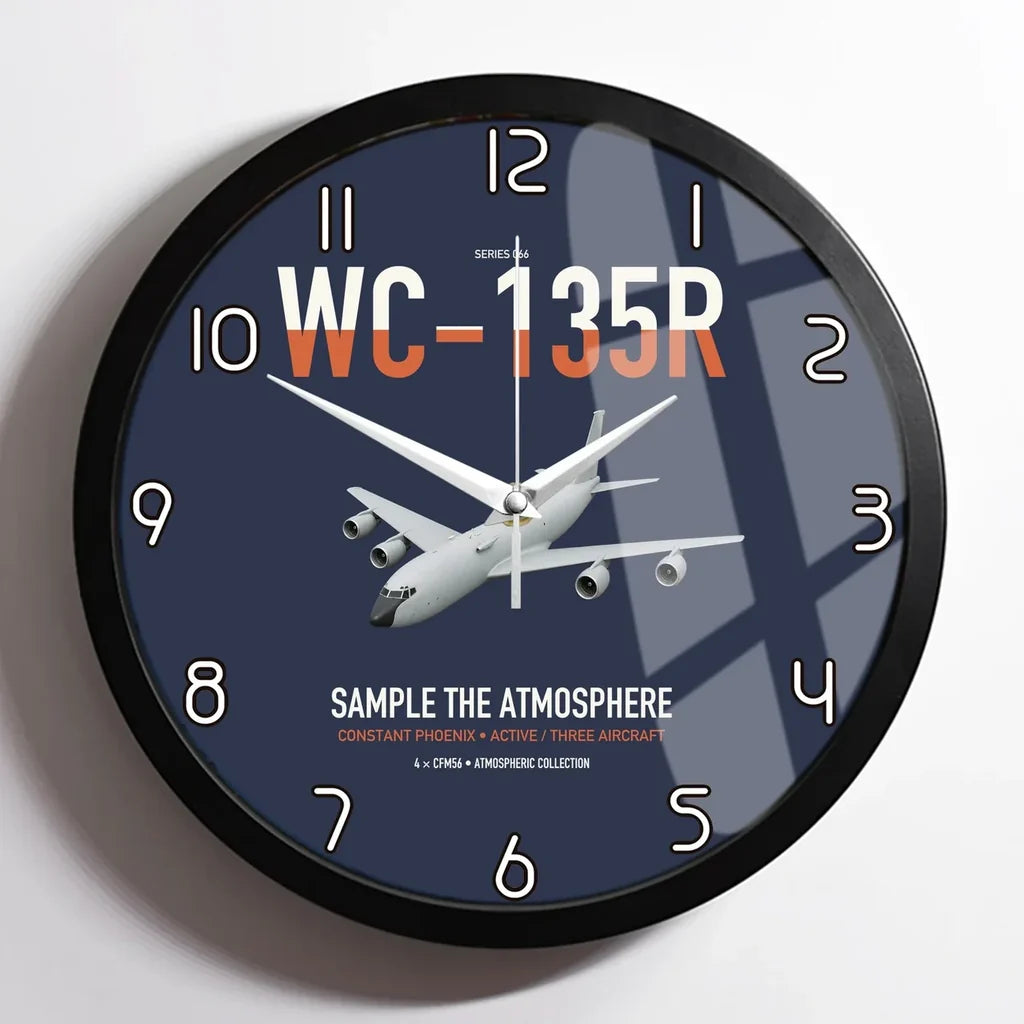 WC-135R Constant Phoenix design on navy blue framed wall clock