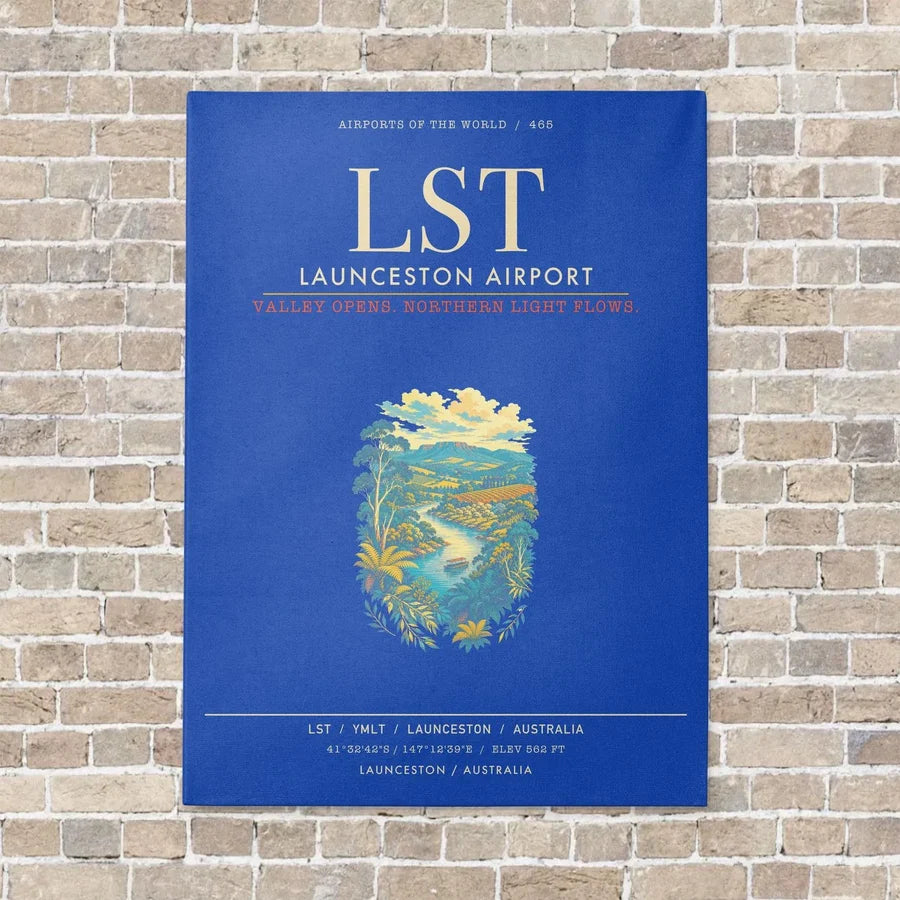 Launceston Airport LST - Canvas Framed - Blue