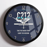 Thumbnail for CASA C-212-400 Aviocar design on navy blue framed wall clock