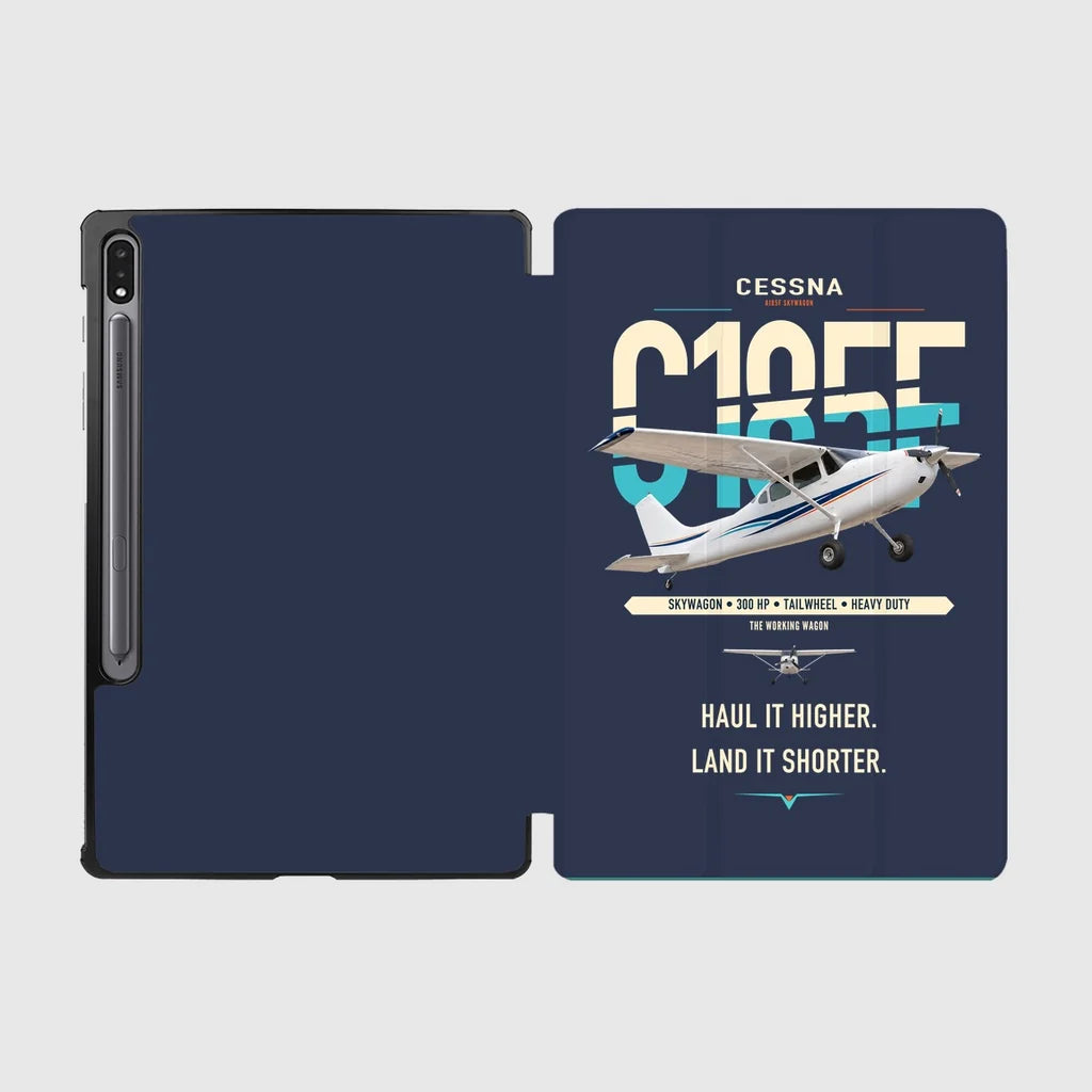 Cessna A185F Skywagon design on navy blue samsung tablet tablet case