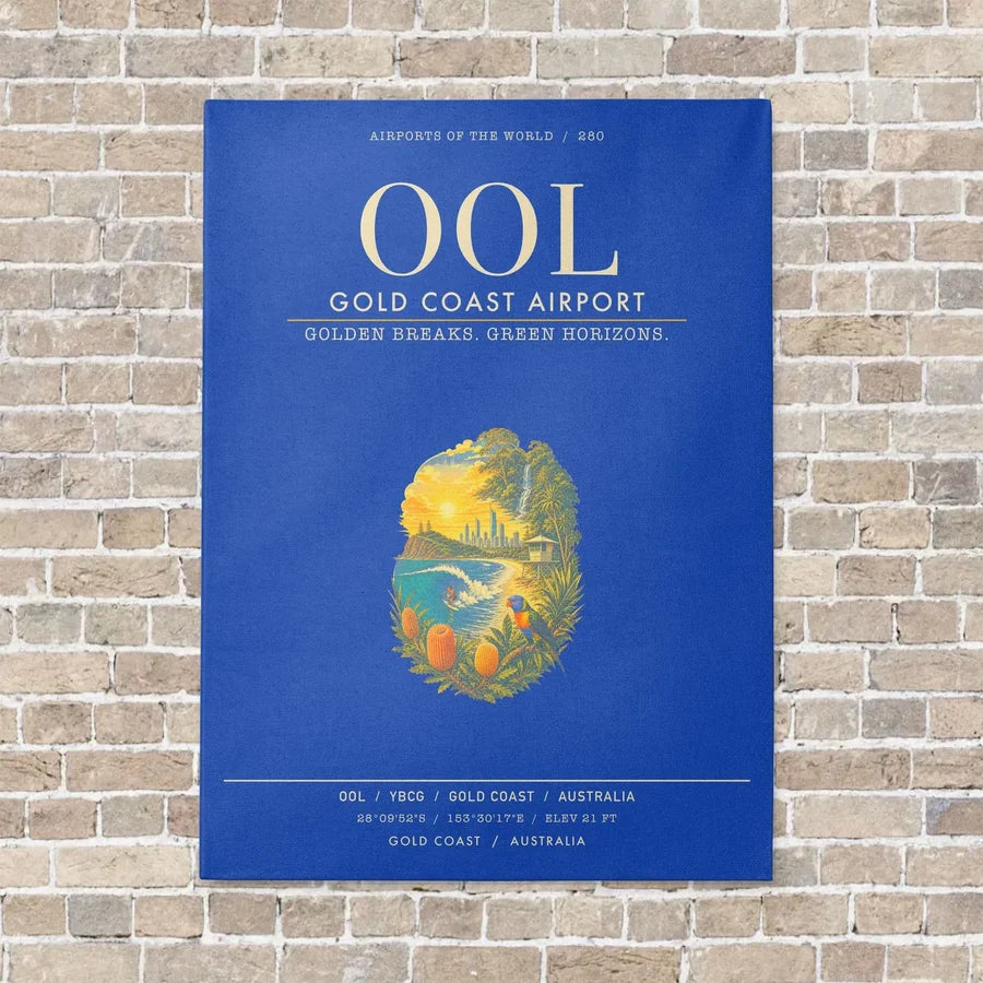 Gold Coast Airport OOL - Canvas Framed - Blue