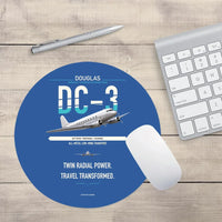 Thumbnail for Douglas DC-3 design on blue round mouse pad