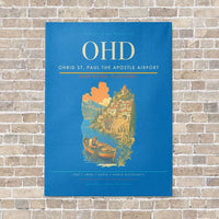 Thumbnail for Ohrid St. Paul the Apostle Airport OHD vertical canvas print - no frame - turquoise background