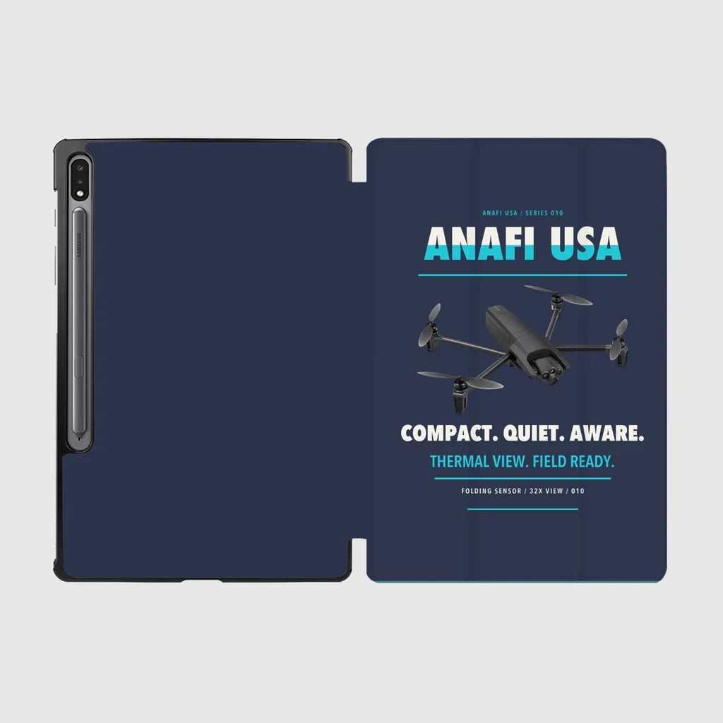 Parrot ANAFI USA design on navy blue samsung tablet tablet case