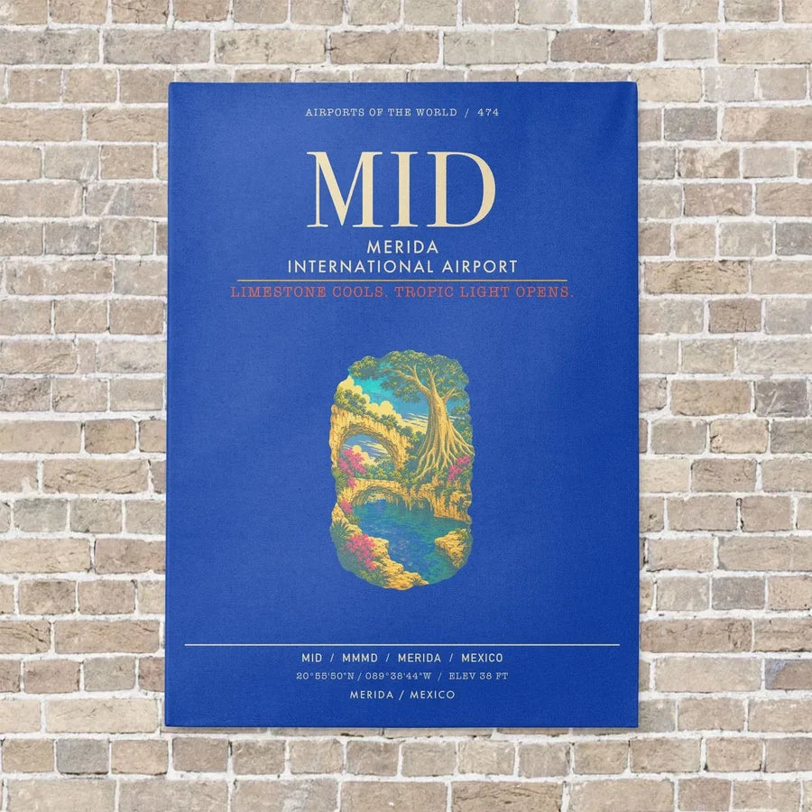 Merida International Airport MID - Canvas Framed - Blue