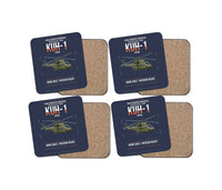 Thumbnail for Korea Aerospace Industries KUH-1 Surion design on navy blue 4 pieces set coaster
