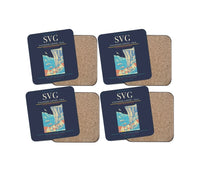 Thumbnail for Stavanger Airport, Sola (SVG) design on navy blue 4 pieces set coaster