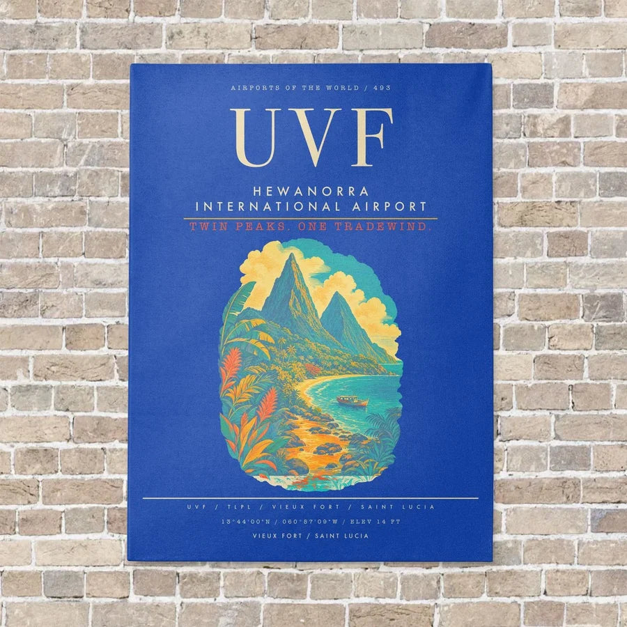 Hewanorra International Airport UVF - Canvas Framed - Blue