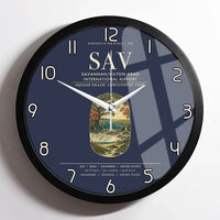 Thumbnail for Savannah-Hilton Head International Airport (SAV) design on navy blue framed wall clock