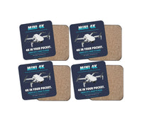 Thumbnail for DJI Mini 4K design on navy blue 4 pieces set coaster