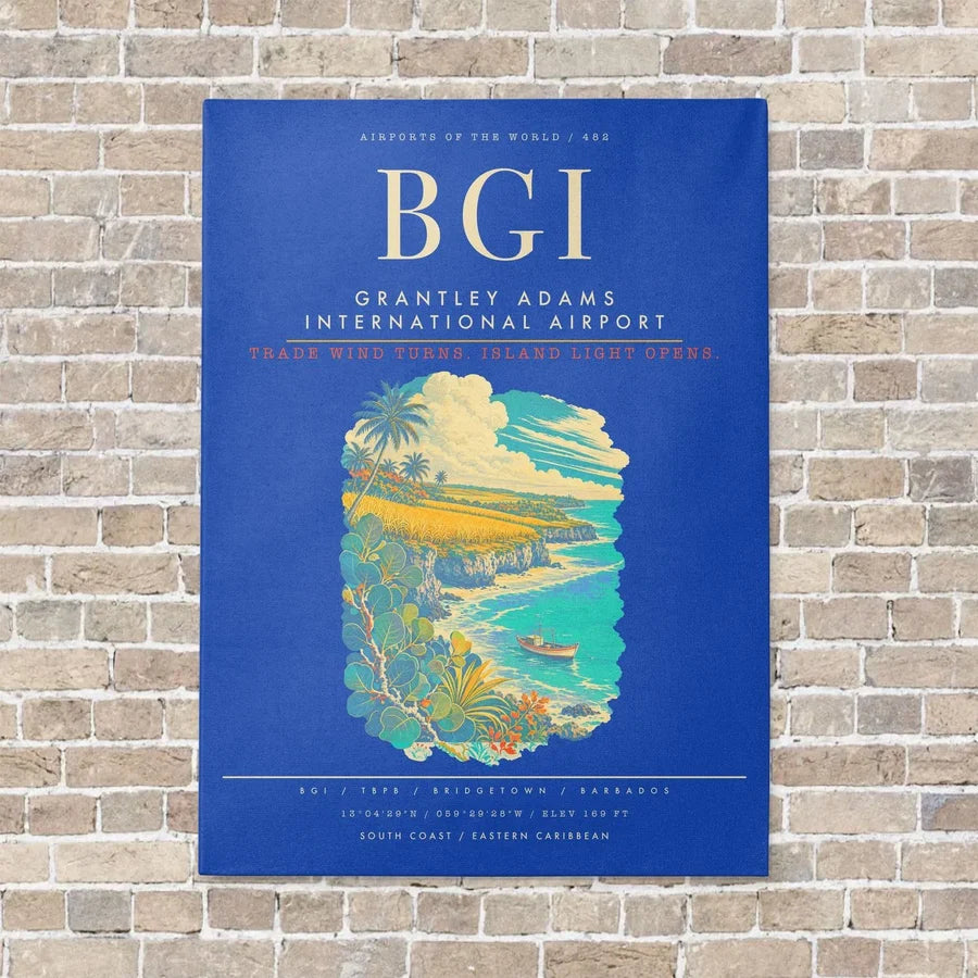 Grantley Adams International Airport BGI - Canvas Framed - Blue