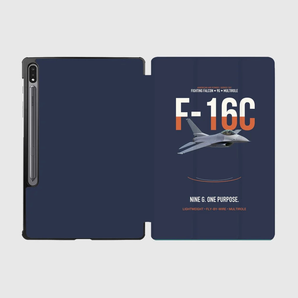 F-16C Fighting Falcon Nine G One Purpose design on navy blue samsung tablet tablet case