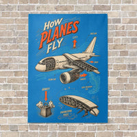 Thumbnail for How Planes Fly V2 vertical canvas print - no frame - turquoise background