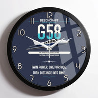 Thumbnail for Beechcraft Baron G58 design on navy blue framed wall clock