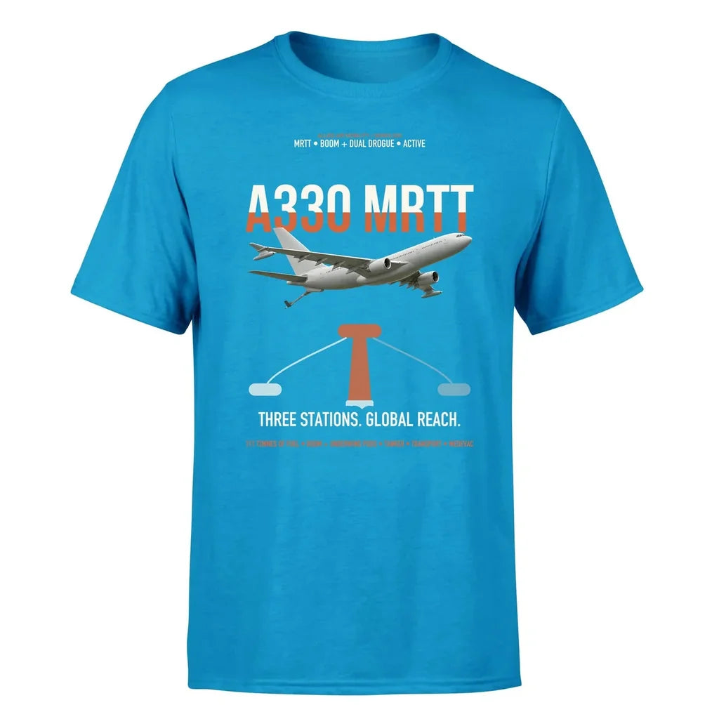 Airbus A330 MRTT design on turquoise t-shirt, single-side print
