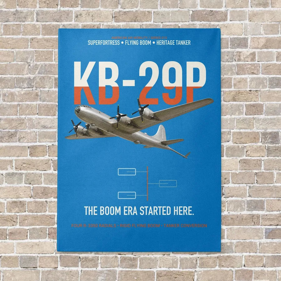 KB-29P SUPERFORTRESS vertical canvas print - no frame - turquoise background