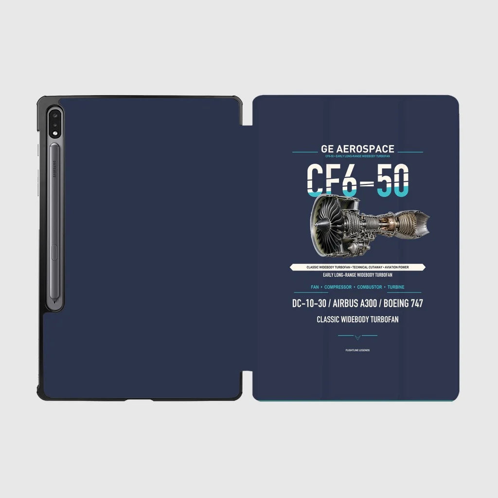 CF6-50 design on navy blue samsung tablet tablet case