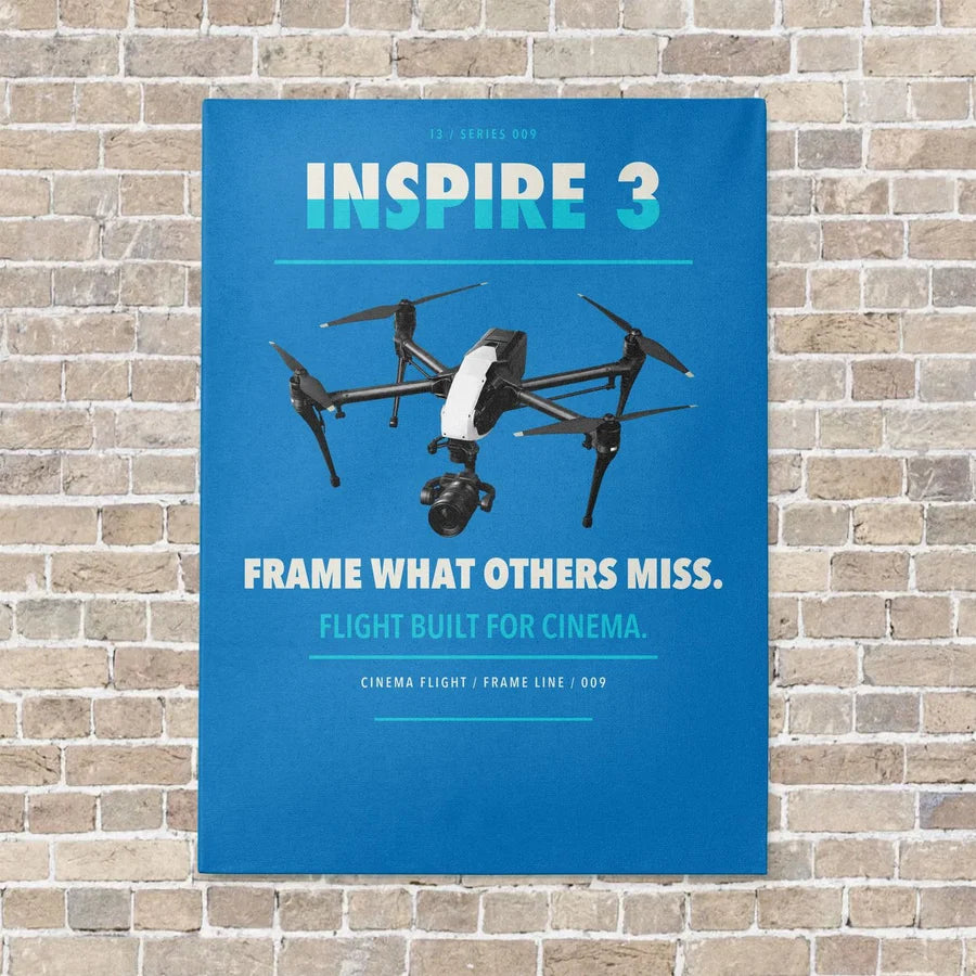DJI Inspire 3 vertical canvas print - no frame - turquoise background
