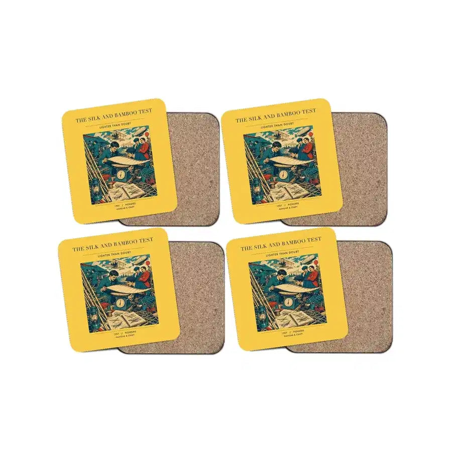 The Silk And Bamboo Test - Designed Coasters design on yellow 4-pieces-set