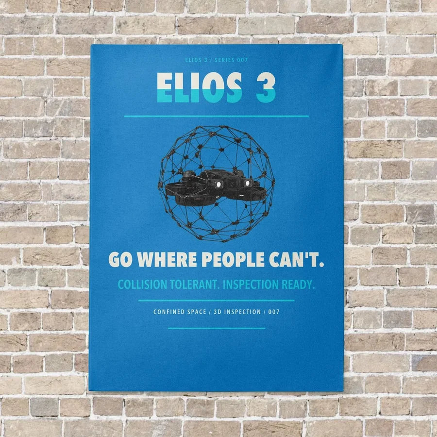 Flyability Elios 3 vertical canvas print - no frame - turquoise background