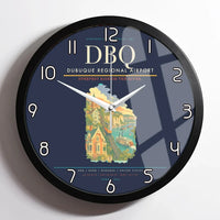 Thumbnail for Dubuque Regional Airport (DBQ) design on navy blue framed wall clock