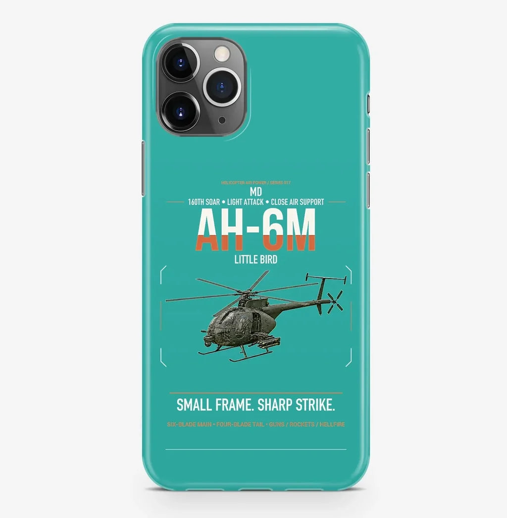 MD AH-6M Little Bird design on turquoise magsafe iphone case, for iPhone Pro Max