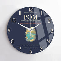 Thumbnail for Port Moresby International Airport POM Wall-Clock No-Frame - Navy Blue
