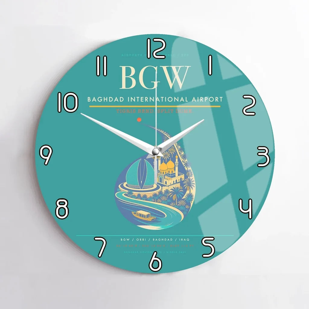 Baghdad International Airport BGW Wall-Clock No-Frame - Turquoise