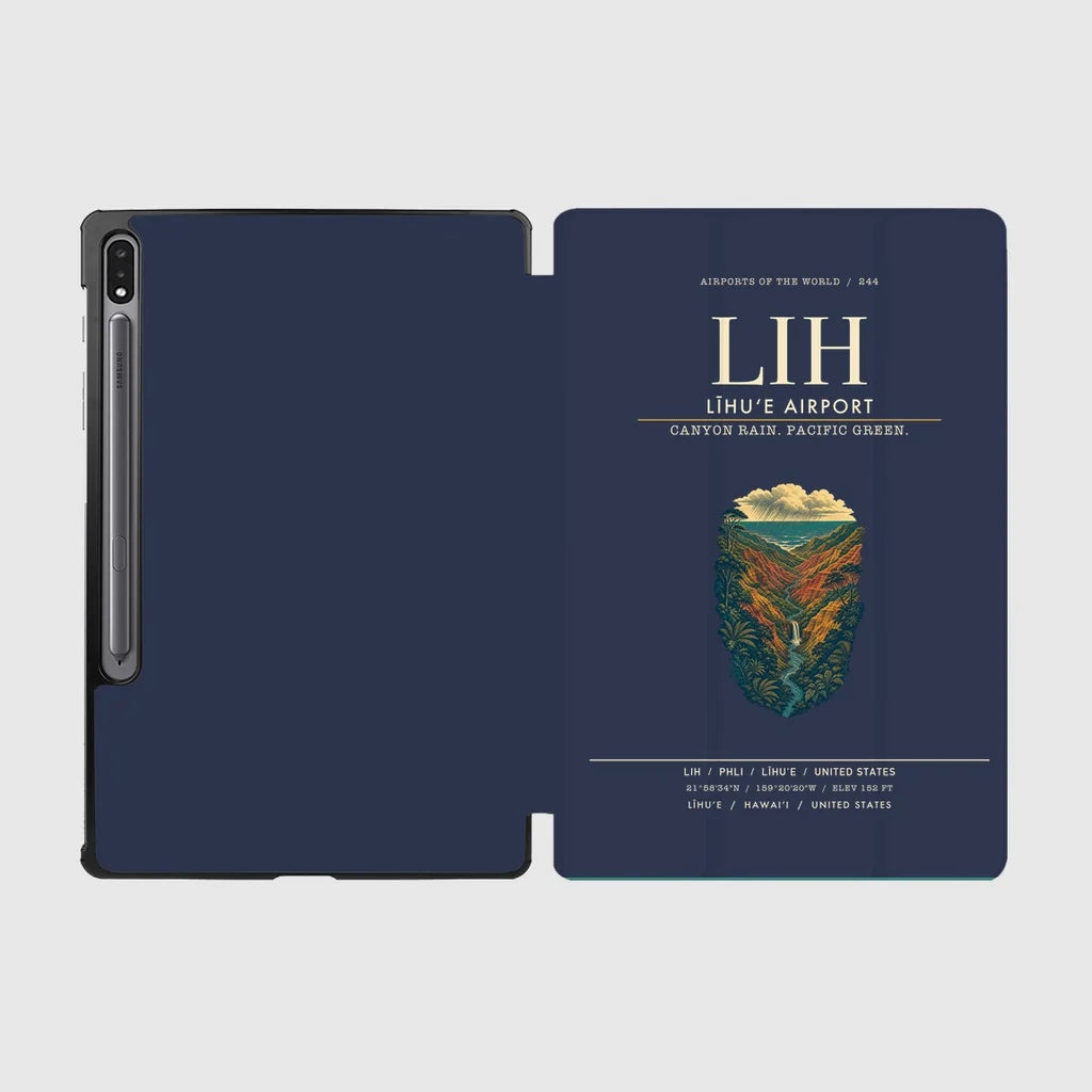 Līhuʻe Airport (LIH) design on navy blue samsung tablet tablet case