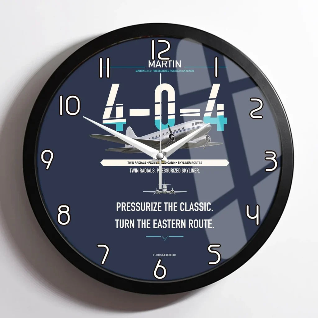 Martin 4-0-4 design on navy blue framed wall clock