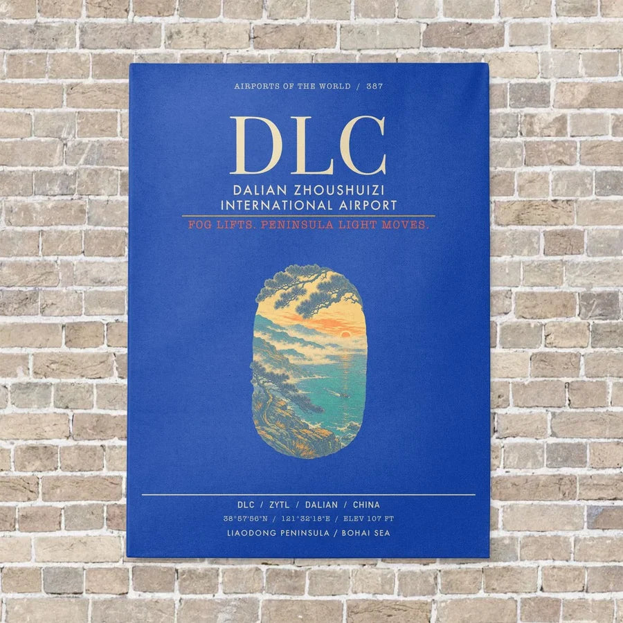 Dalian Zhoushuizi International Airport DLC - Canvas Framed - Blue