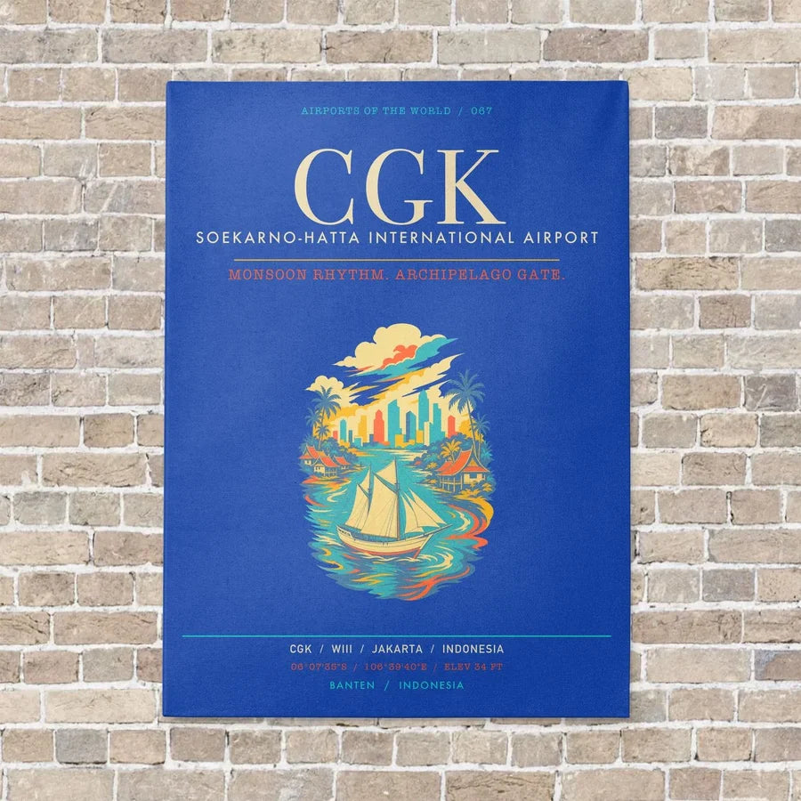 Jakarta Soekarno-Hatta International Airport CGK - Canvas Framed - Blue